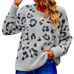 Women's Casual Leopard Crew neck loose fit